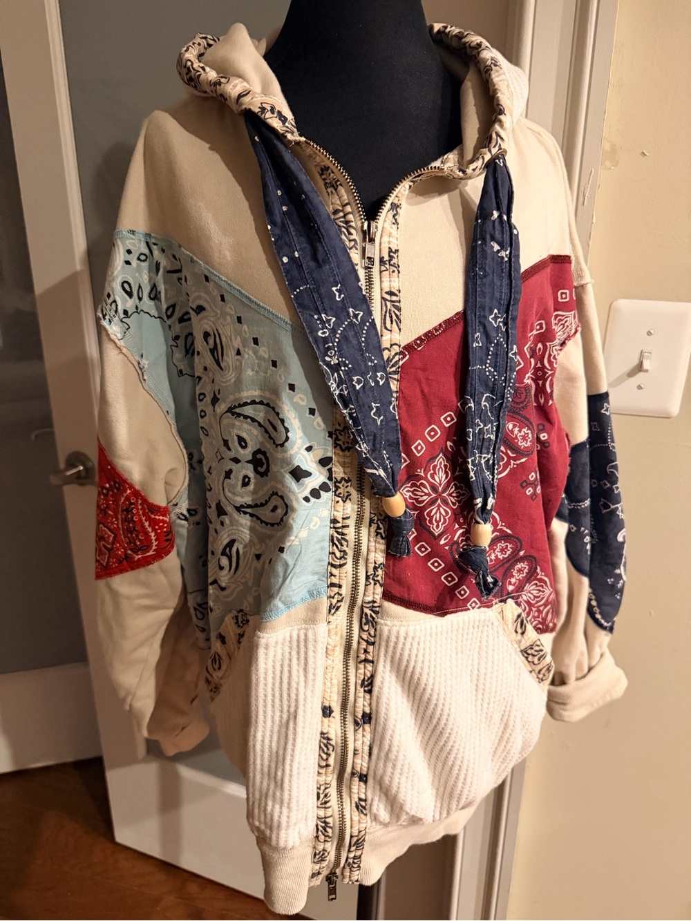 We The Free Patchwork Club Hoodie Size Medium NWT RETAIL $228 - Picture 5 of 9
